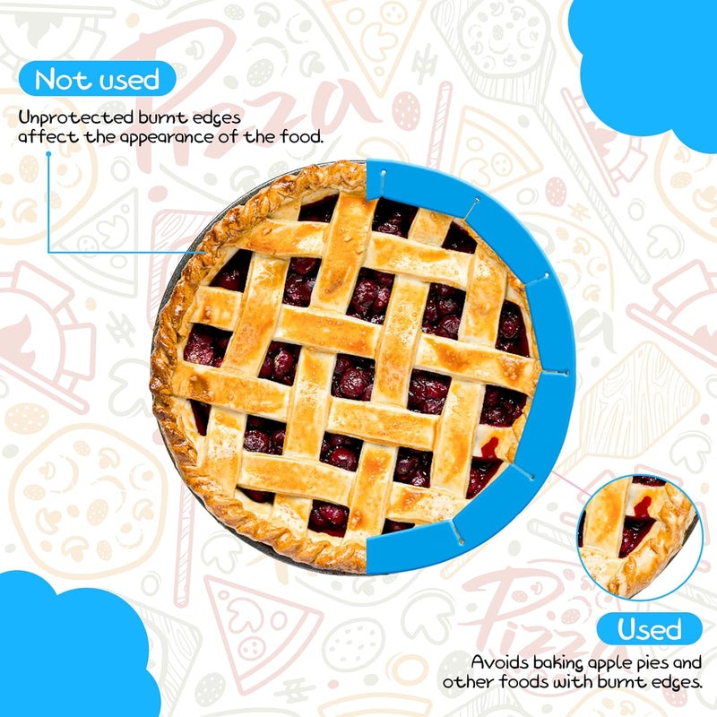 WYMECT 2 PCS Adjustable Silicone Pie Crust Shield, BPA-Free, Pie Pans Reusable Protector for 8-10.7 Inch Pies, Heat Resistant Up to 450°F, Dishwasher Safe, Ideal for Baking Pies, Pizza & More (Blue) - Image 5